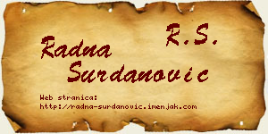 Radna Surdanović vizit kartica
